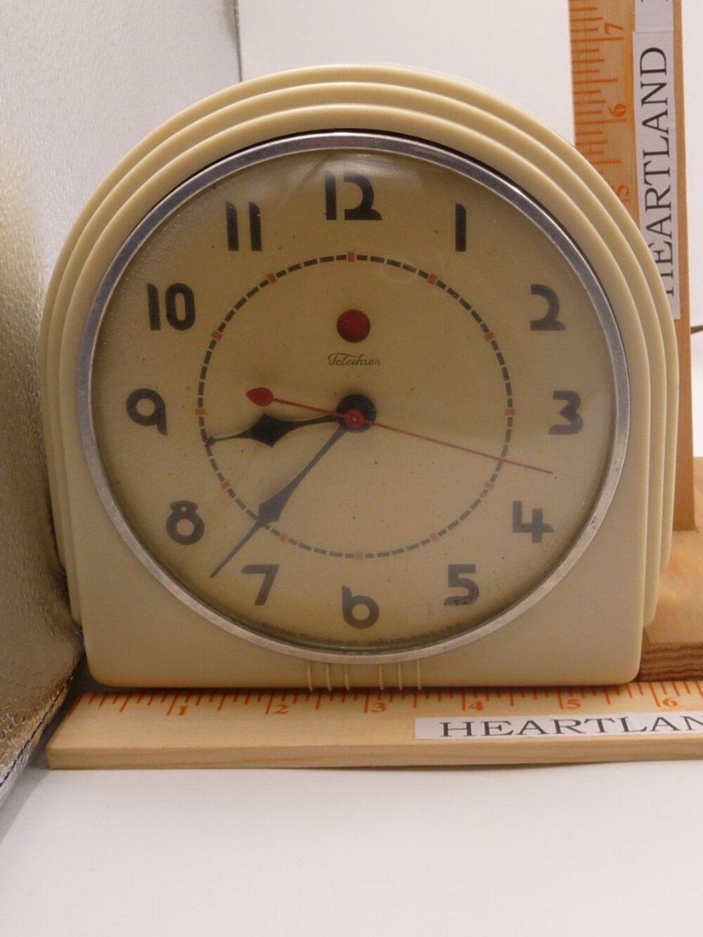 Vintage Telechron Electric Clock Art Deco Mid Century Cream/Beige